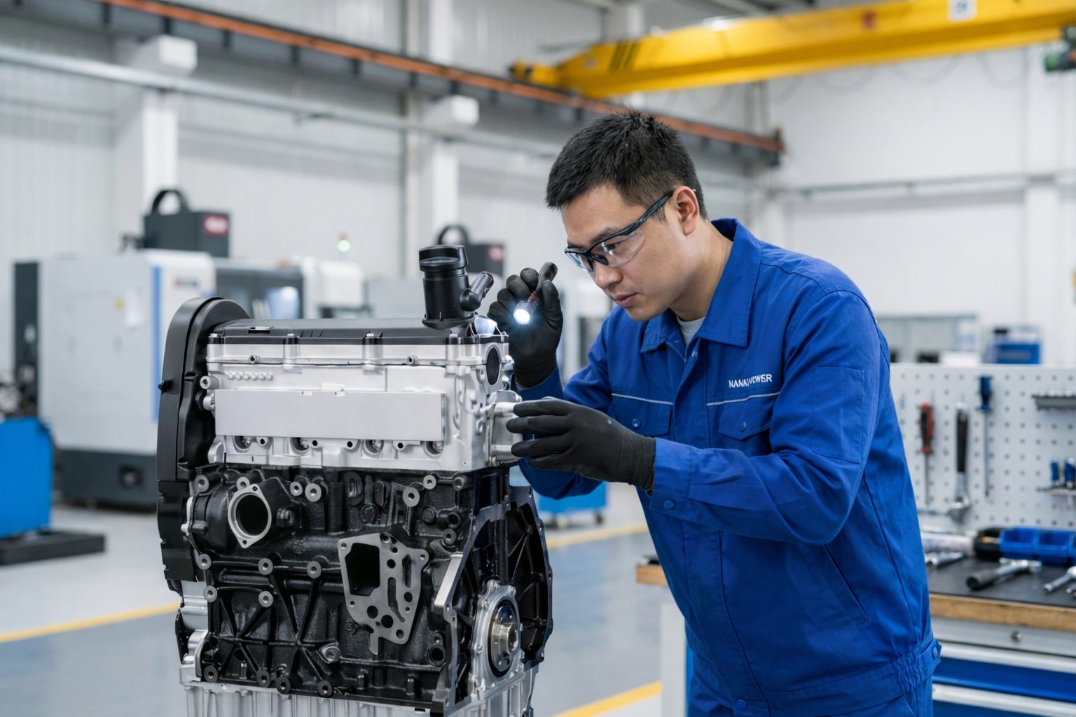 NANXI POWER Engineer Inspecting Engine