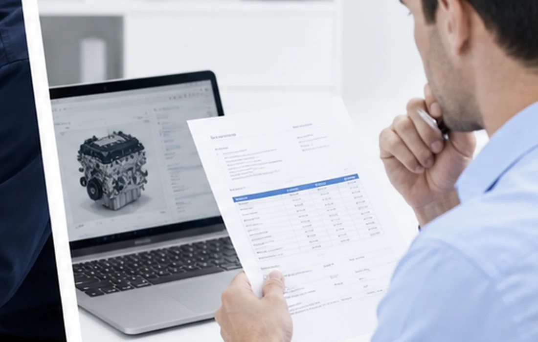 B2B buyer confirming engine code configuration and inspection records