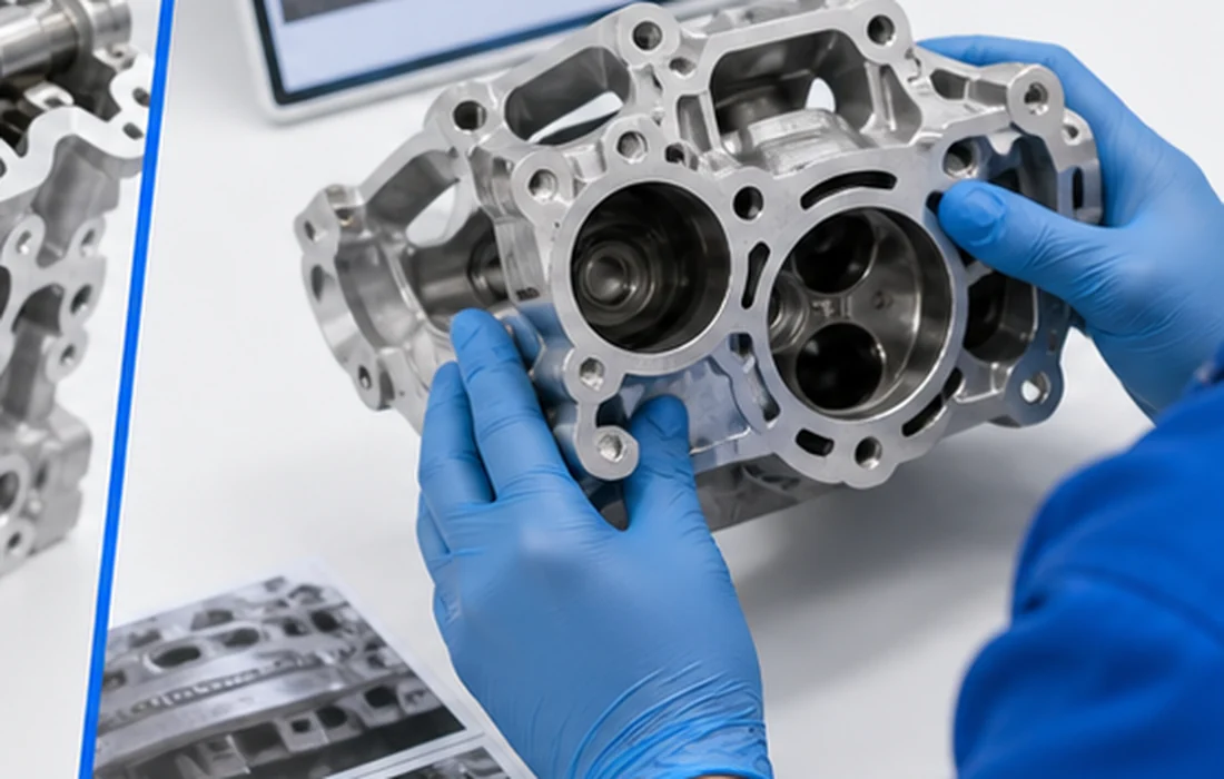 Engine code photos and configuration details used to confirm a cylinder head version
