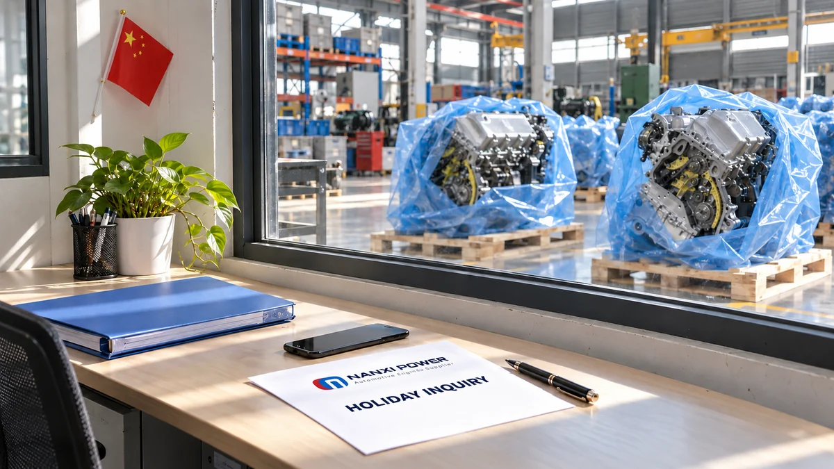 Branded holiday inquiry cover sheet on an office desk with engine pallets behind glass